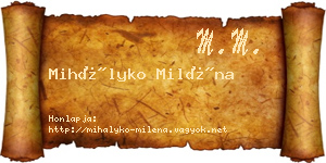 Mihályko Miléna névjegykártya